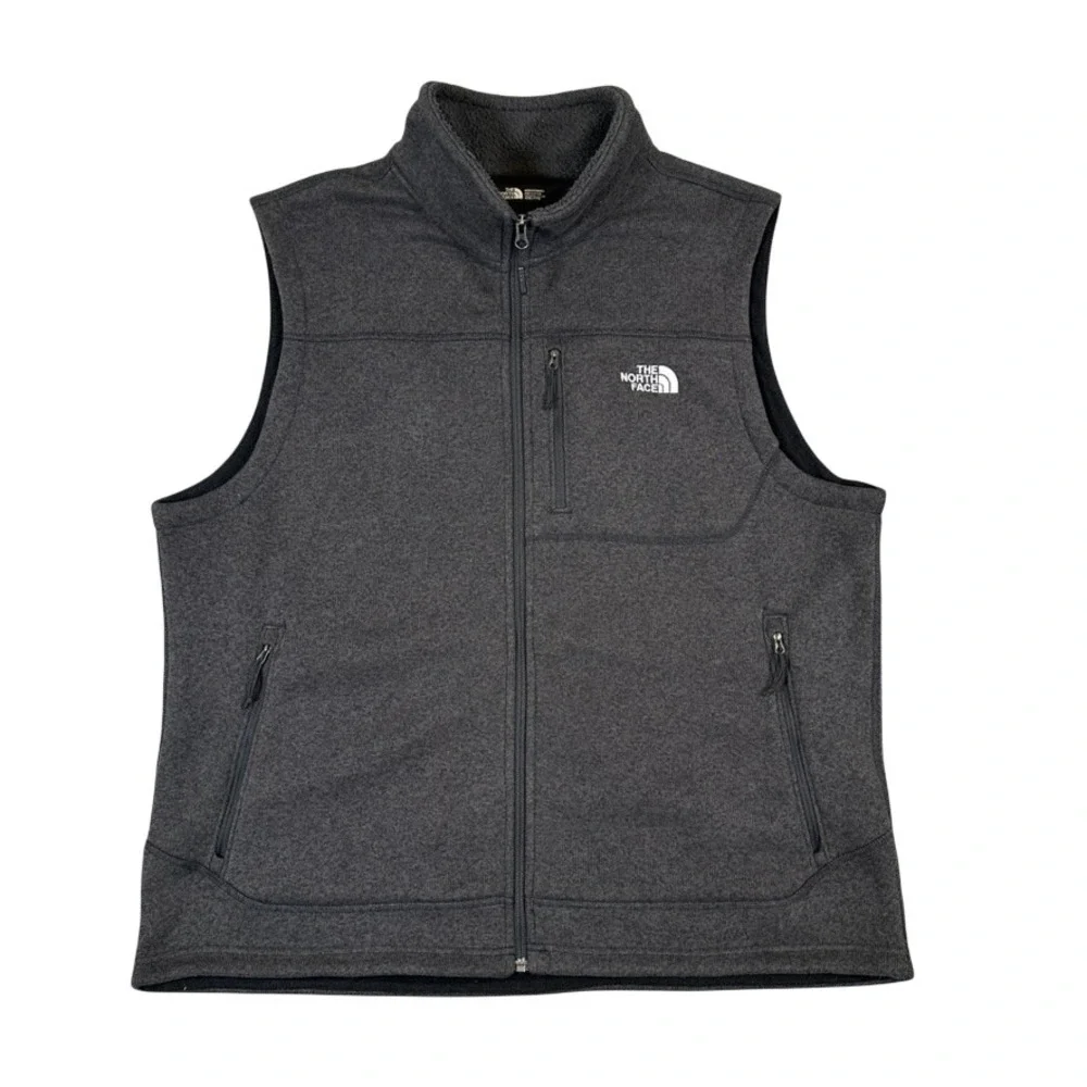 The North Face Mens Gordon Lyons Fleece Vest Dark Gray Heather XXL Full Zip